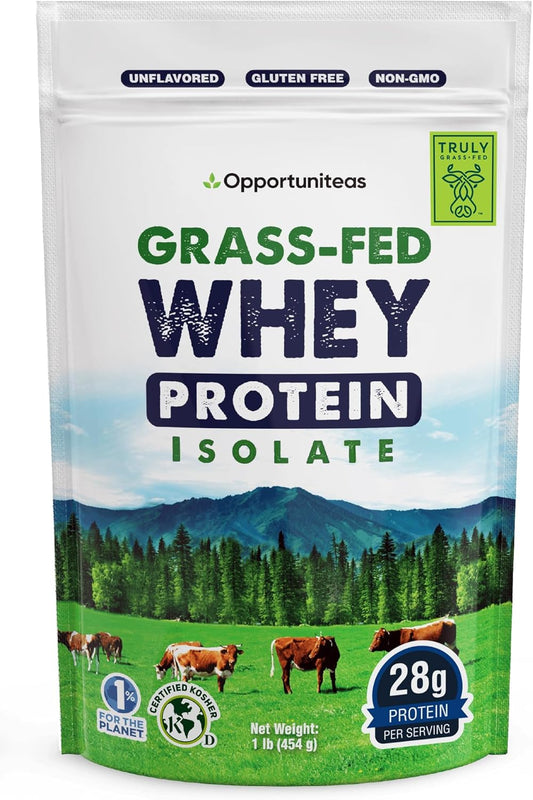 Grass Fed Whey Protein Powder Isolate - Unflavored - Low Carb Keto & Paleo Diet Friendly - Pure Grass-Fed Protein for Shakes, Smoothies, Drinks & Recipes- Non GMO & Gluten Free - 1 Pound